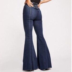 We The Free Crvy Super-High Rise Lace Under Flare Jeans